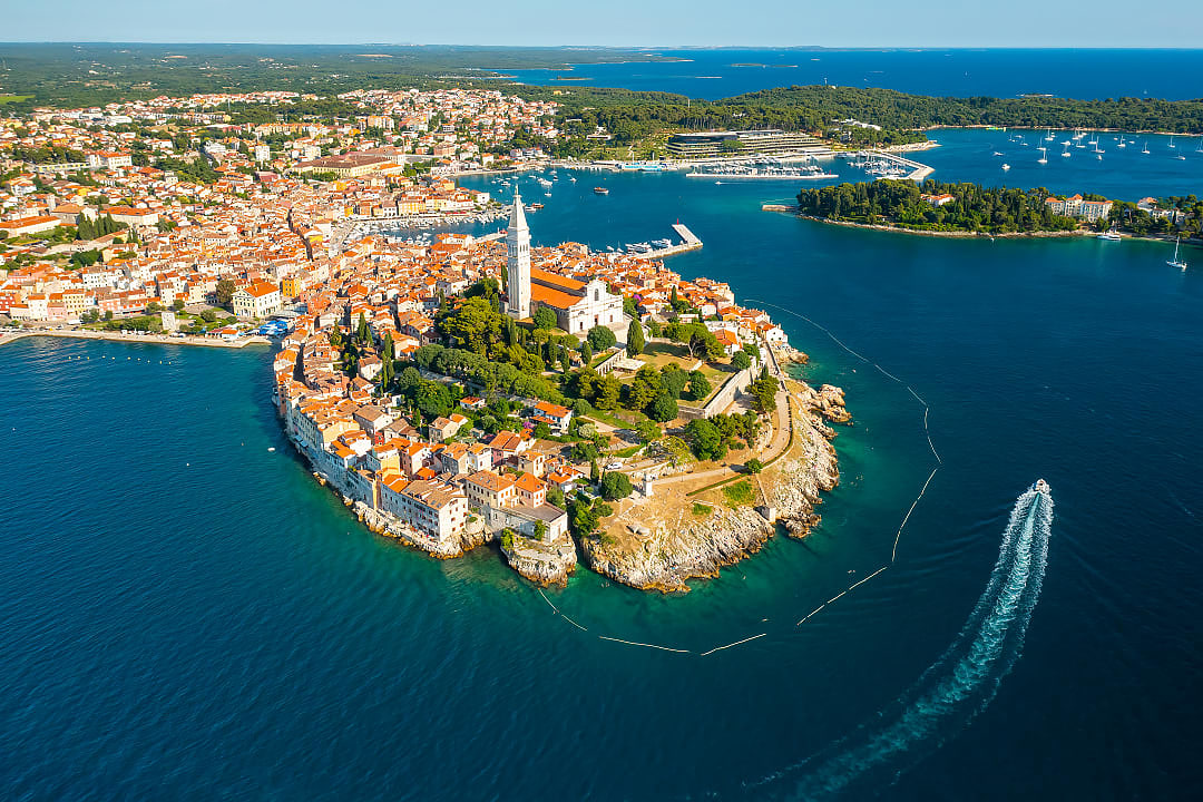 Aerial view of Rovinj, Croatia.