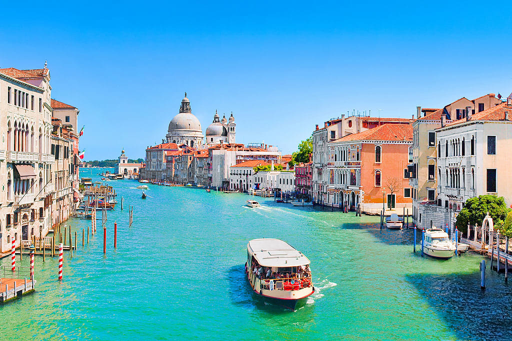 Tour boat on the Grand Canal in Venice, Italy
