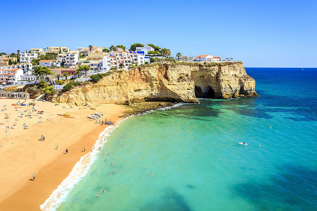 Beautiful beach and architecture in Carvoeiro, Algarve, Portugal