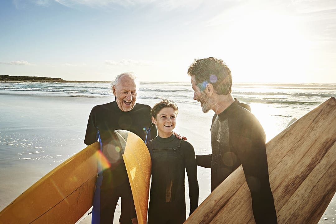 Family surfing in South Africa.