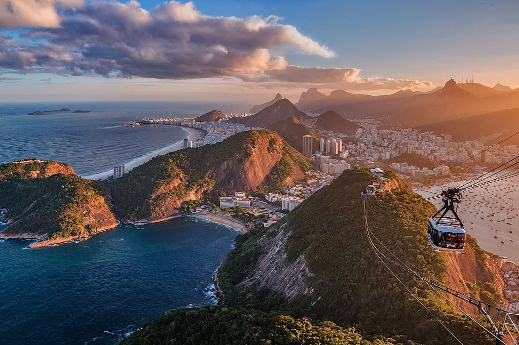 Sunset over Rio de Janeiro, seen from the Sugar Loaf in Brazil