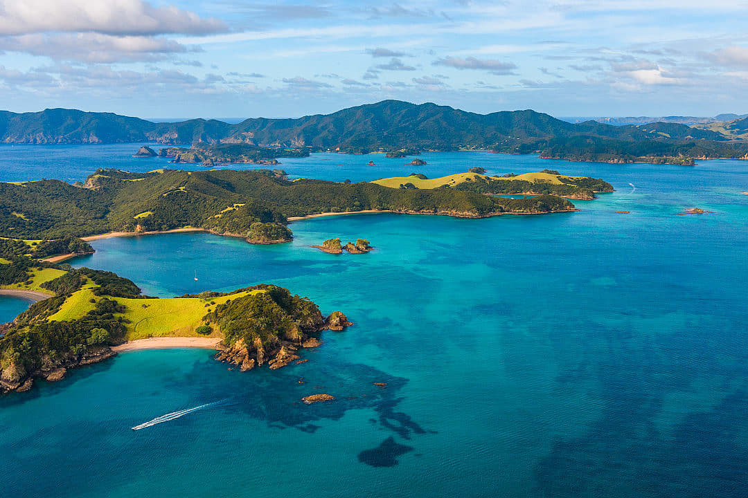 View of the Bay of Islands, New Zealand. 