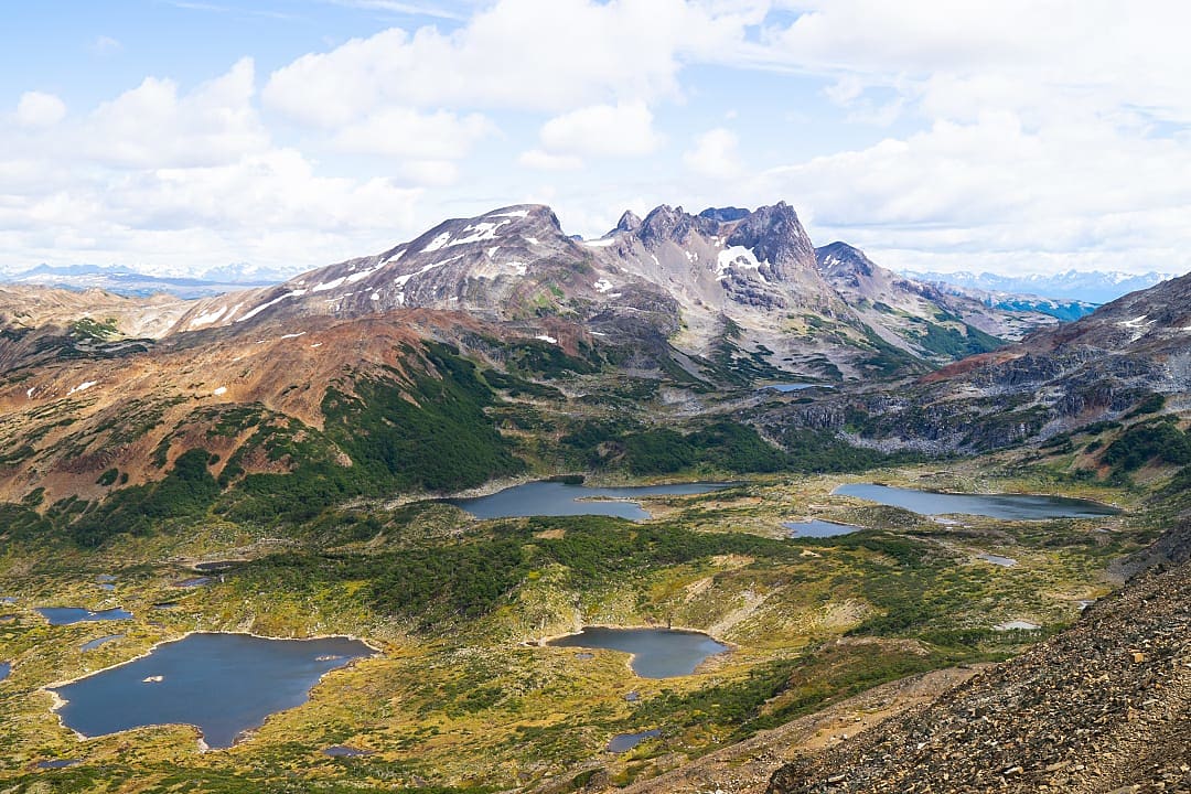 Mountains and alpine lakes of Isla Navarino, Chile