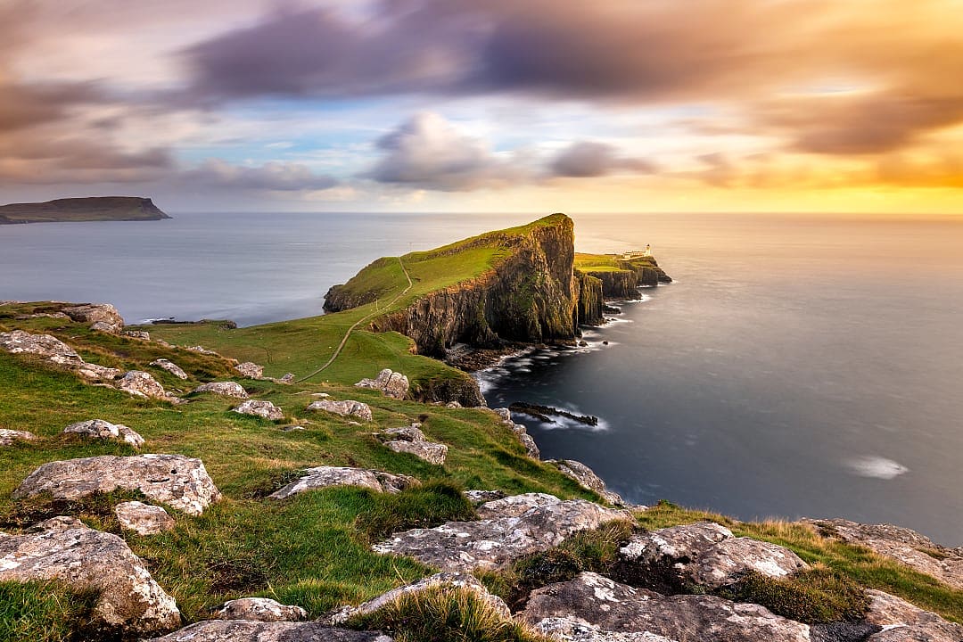 Neist Point Lighthouse on the Isle of Skye in Scotland