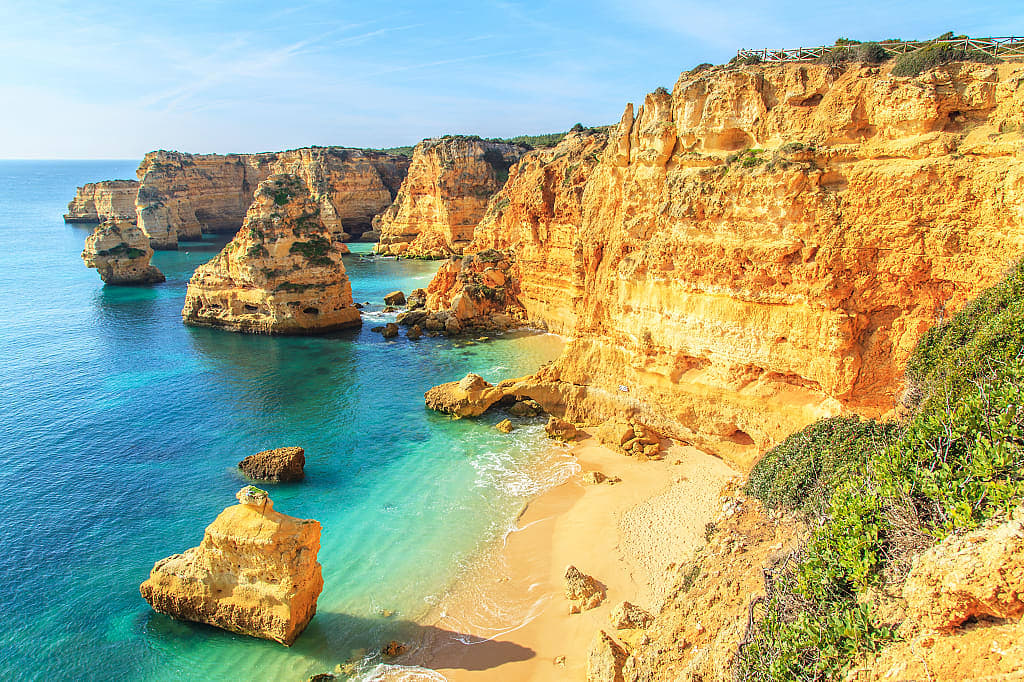 Cliffs near Lagos City in the Algarve region of Portugal