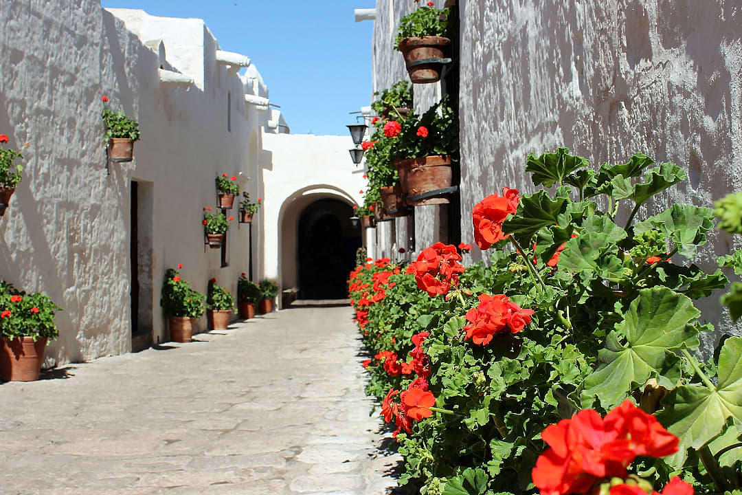 Street of Santa Catalina Monastery in Arequipa, Peru