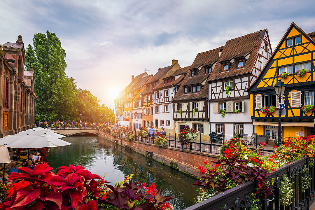 Colmar at sunset in France