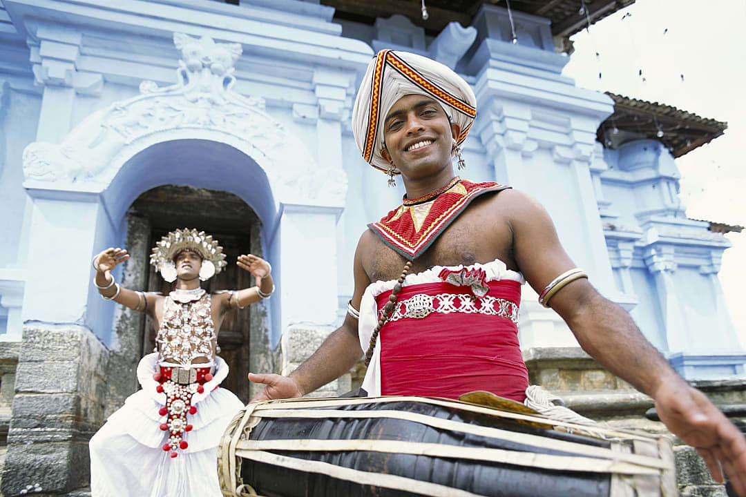 Kandyan dancers during festival in Sri Lanka.