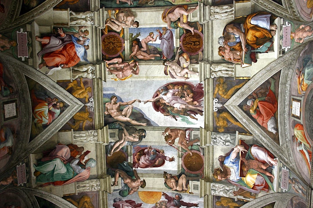 Michelangelo fresco on the Sistine Chapel ceiling in Vatican City, Italy