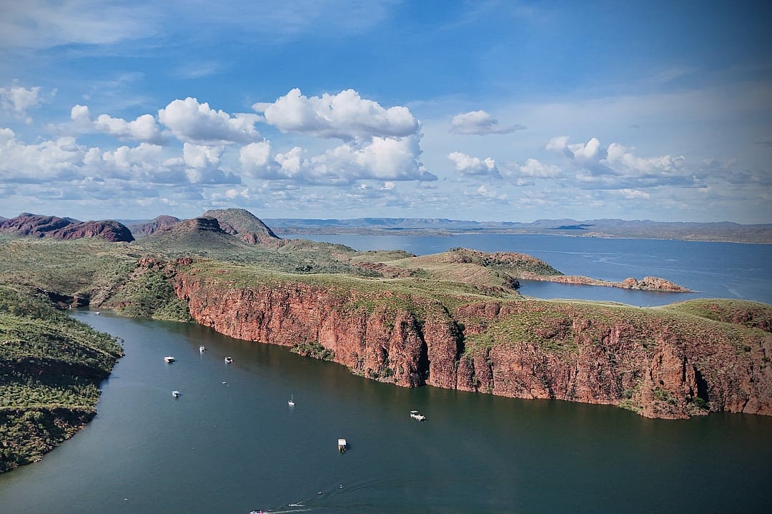 Boats cruising in Kimberley, Australia.