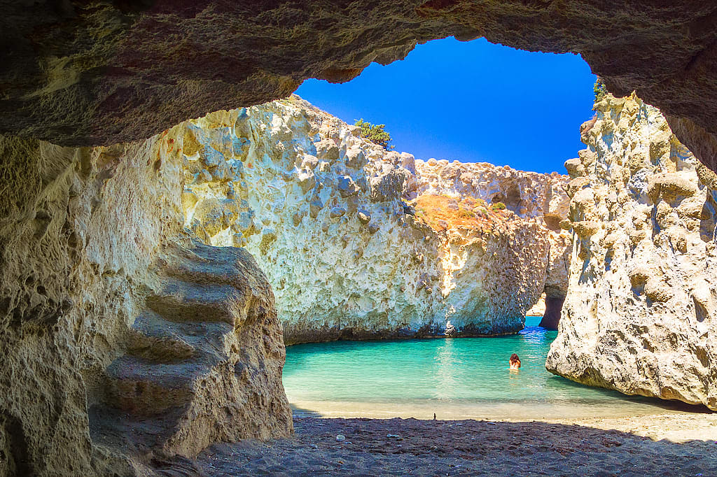 Cave of Papafragas in Milos 