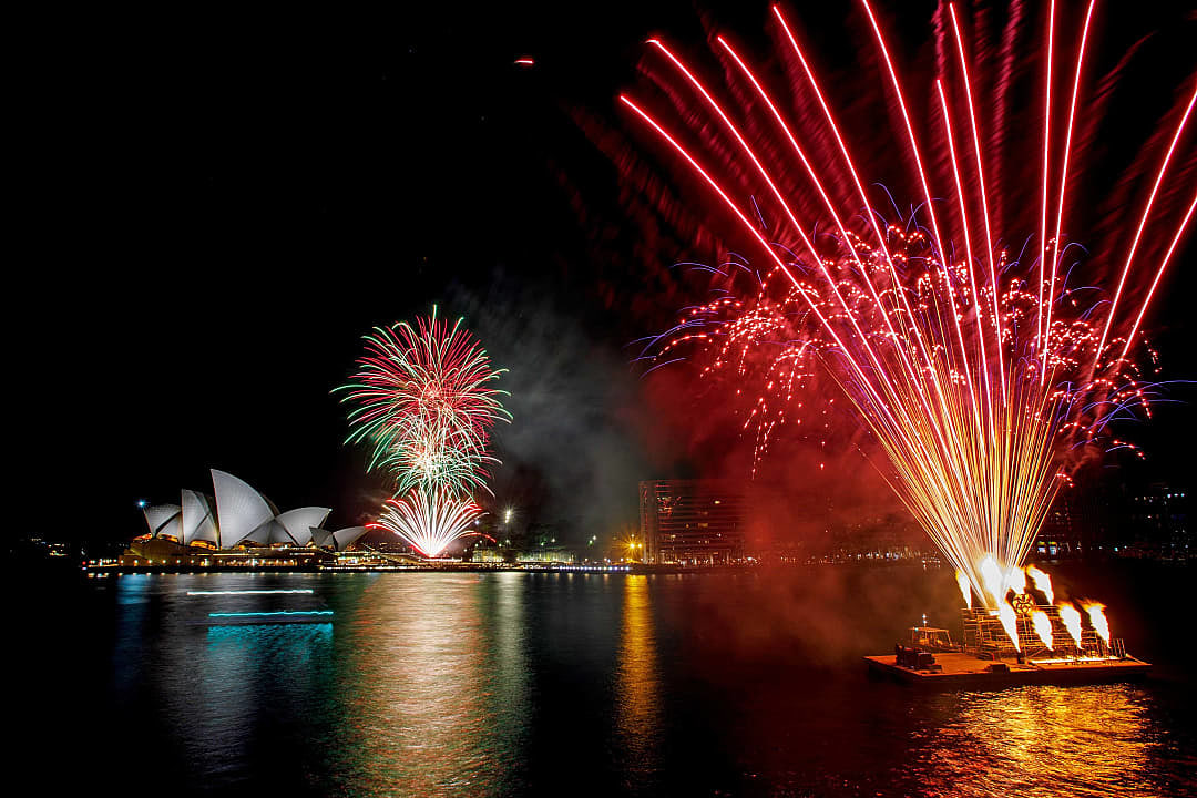 A New Year's Fireworks show in Sydney, photo courtesy of Australia Tourism.