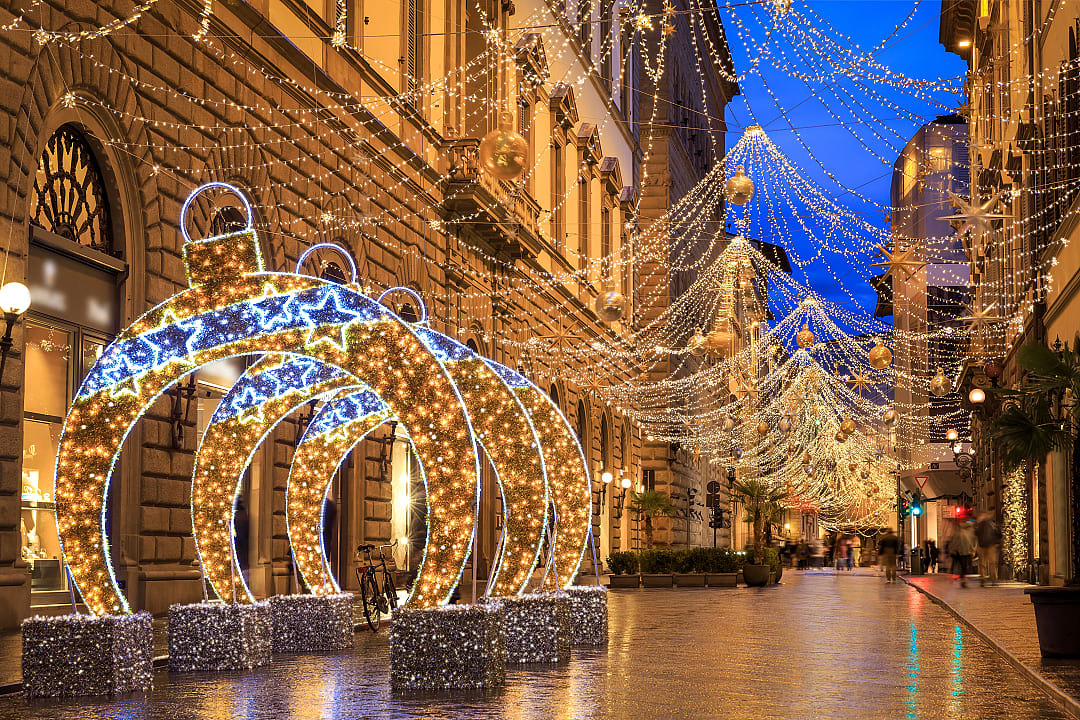 Christmas lights in Florence, Italy