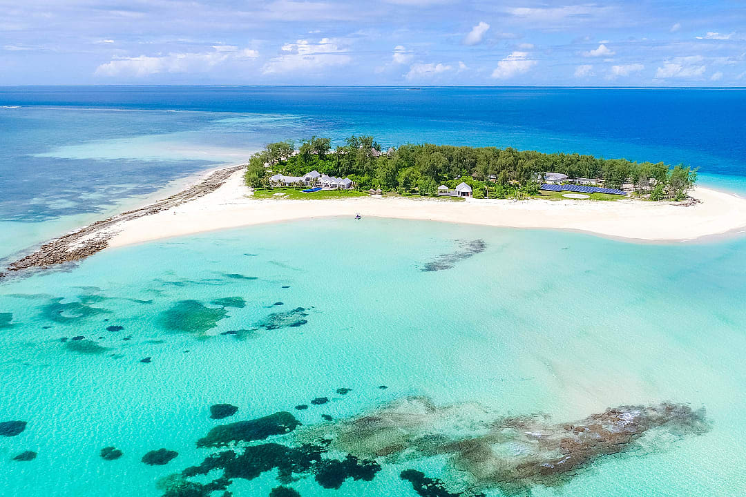 Aerial view of Thanda Island off the coast of Tanzania, Africa. Photo courtesy LHW