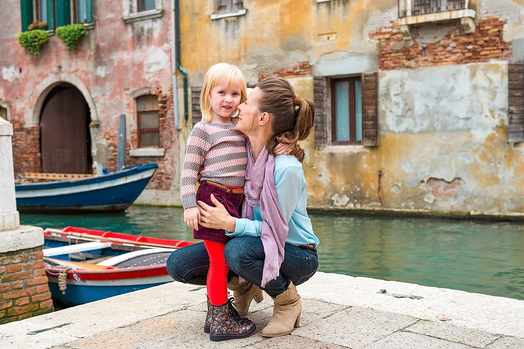 Mother and daughter in Venice, Italy