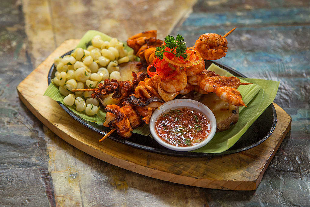 Shrimp and octopus pirata from a restaurant in the Chorrilos District of Lima, Peru