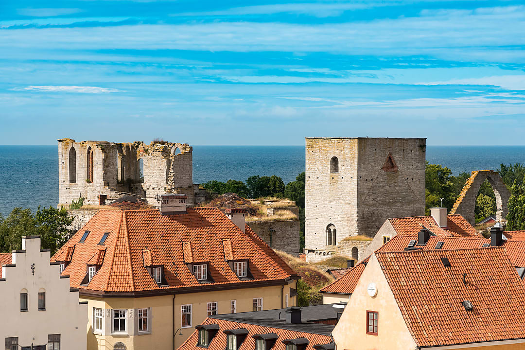 Church ruins and town in Gotland Island in Sweden