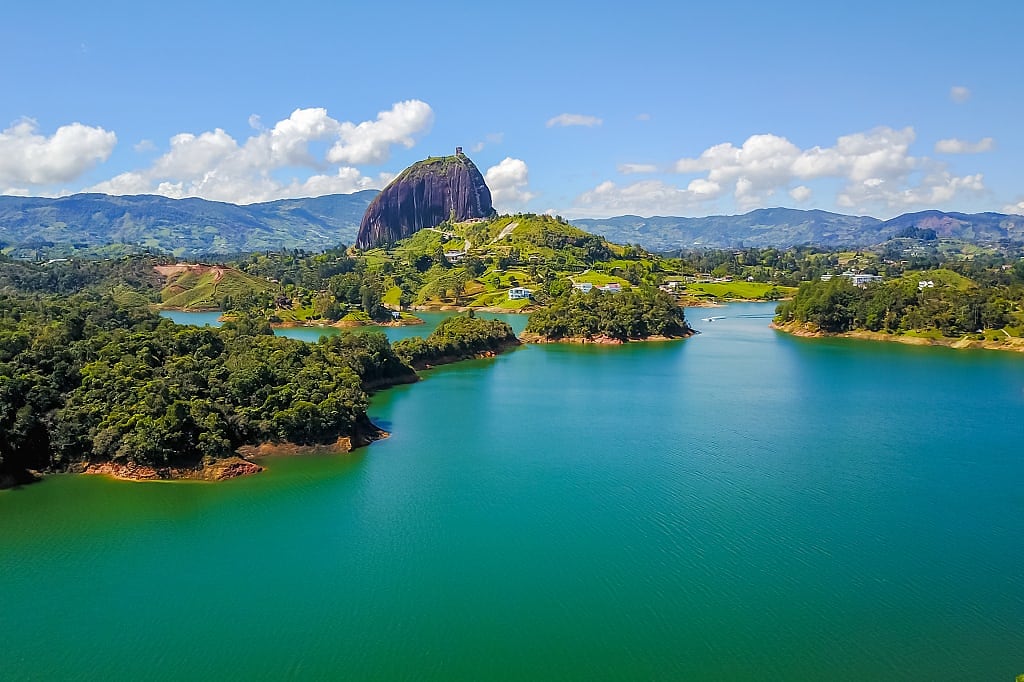 Rock of Guatapé and Peno Lake in Colombia