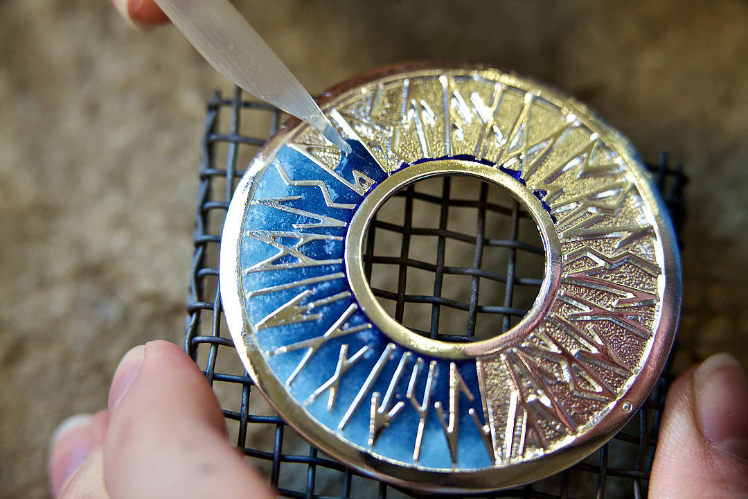 Silver engraving at Sheila Fleet in Edinburgh, Scotland