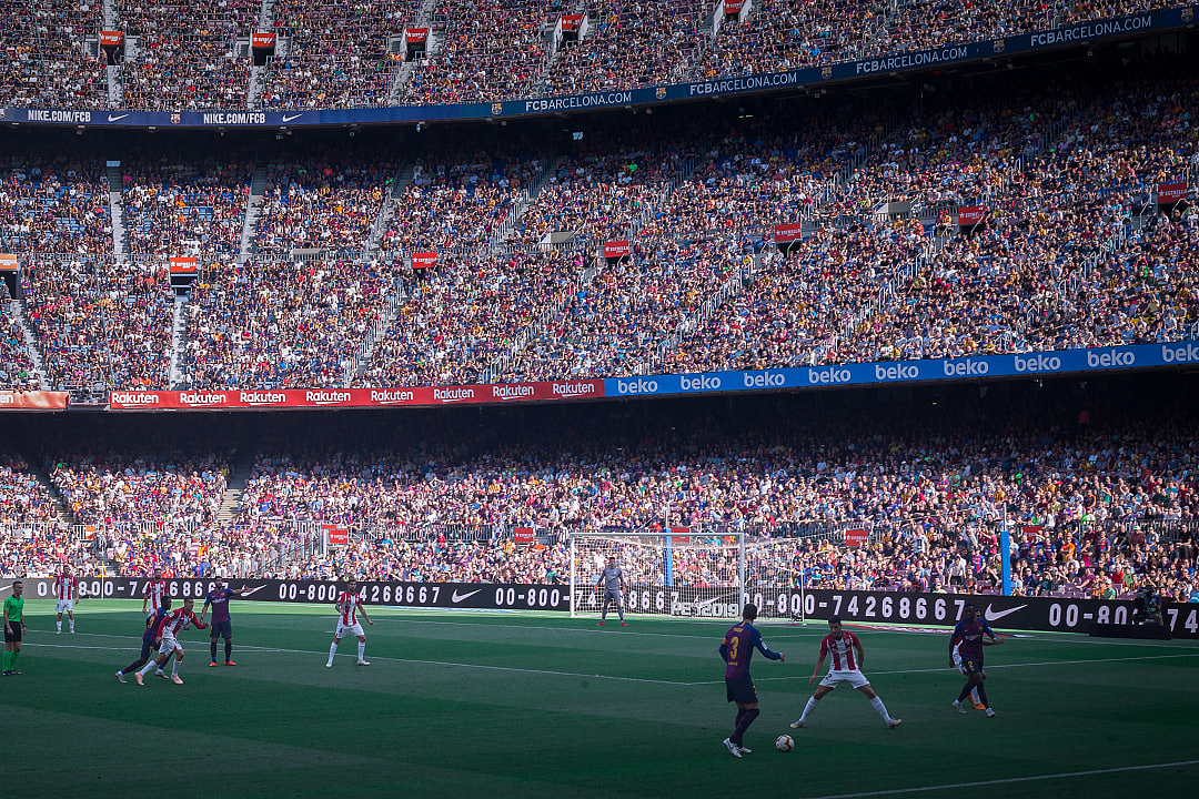 Fútbol match at Camp Nou in Barcelona, Spain 