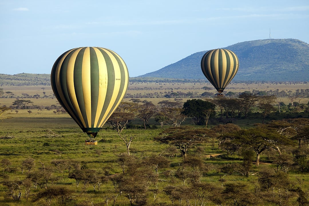 A safari balloon experience in Africa.