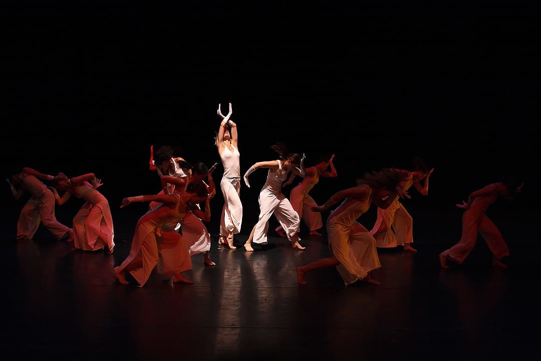 Group of contemporary dancers performing