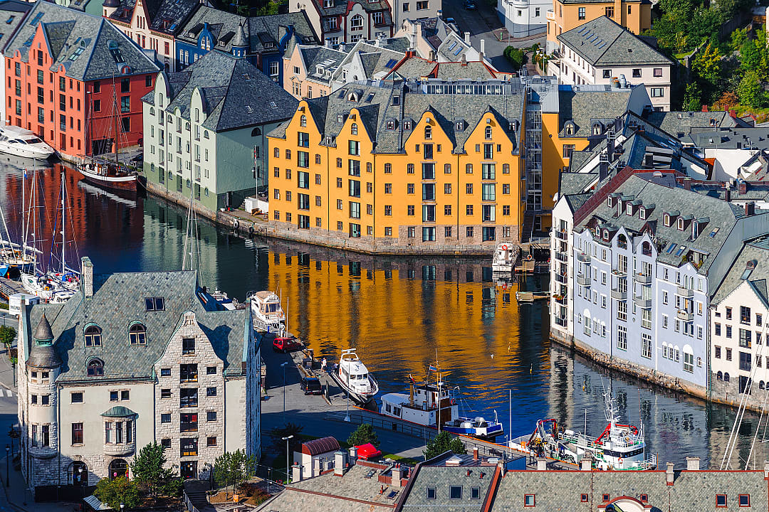 View of town in Alesund, Norway