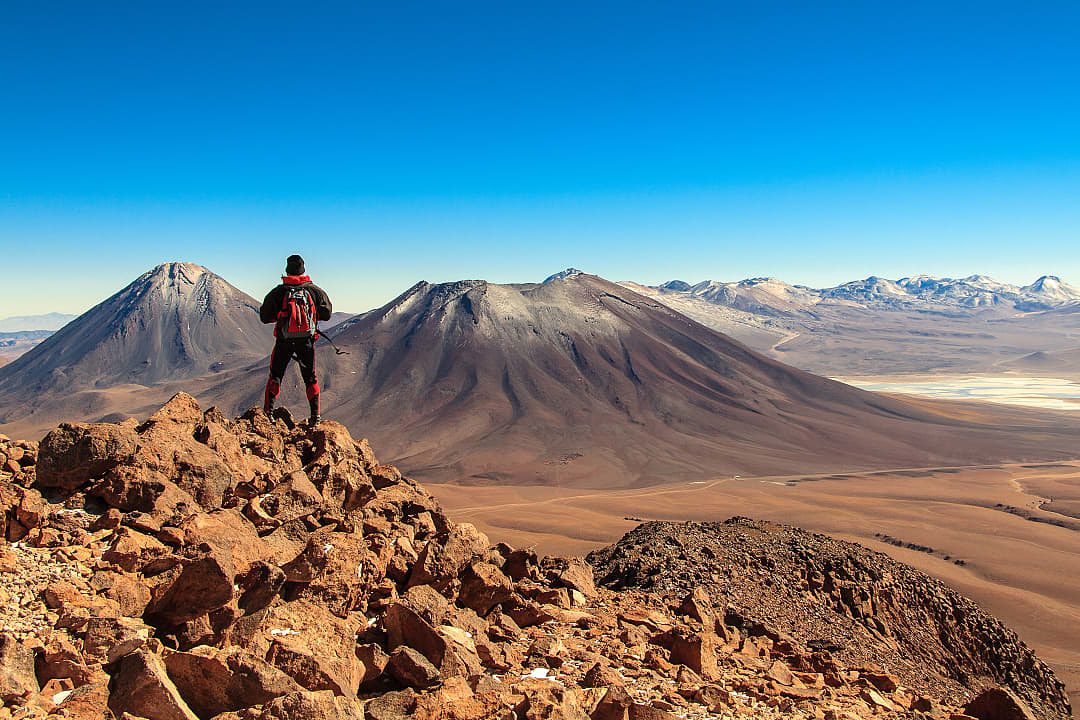 Hiker at the Atacama Desert, Chile.