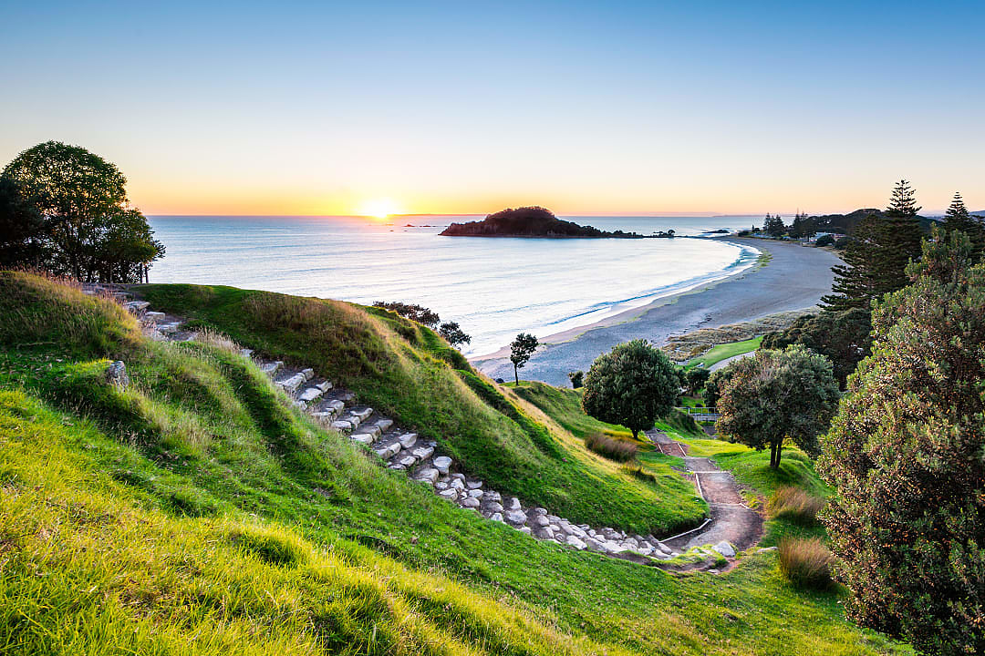 Mount Maunganui at sunset in New Zealand