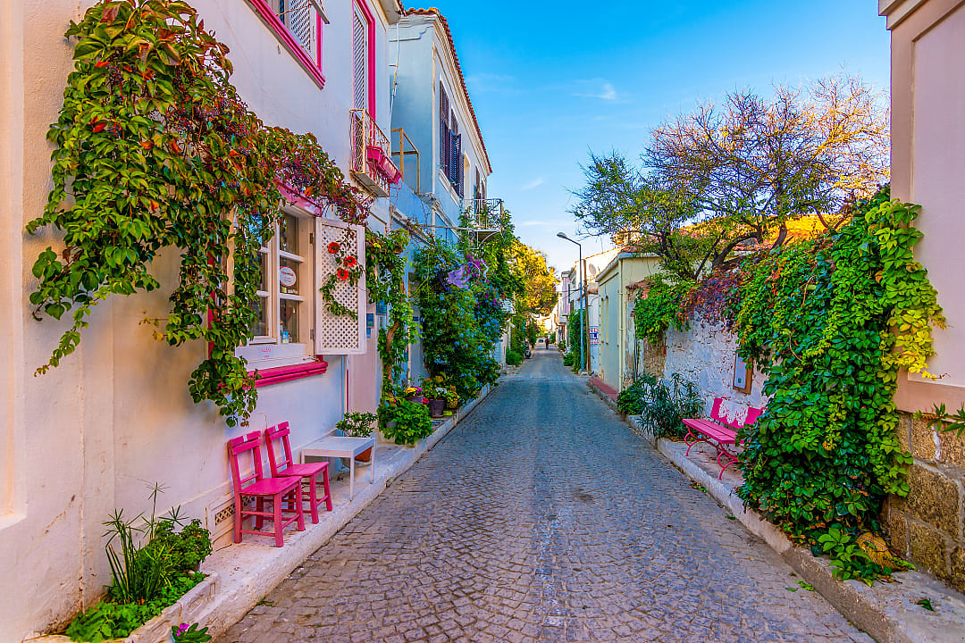 Street in Bozcaada, Turkey. 