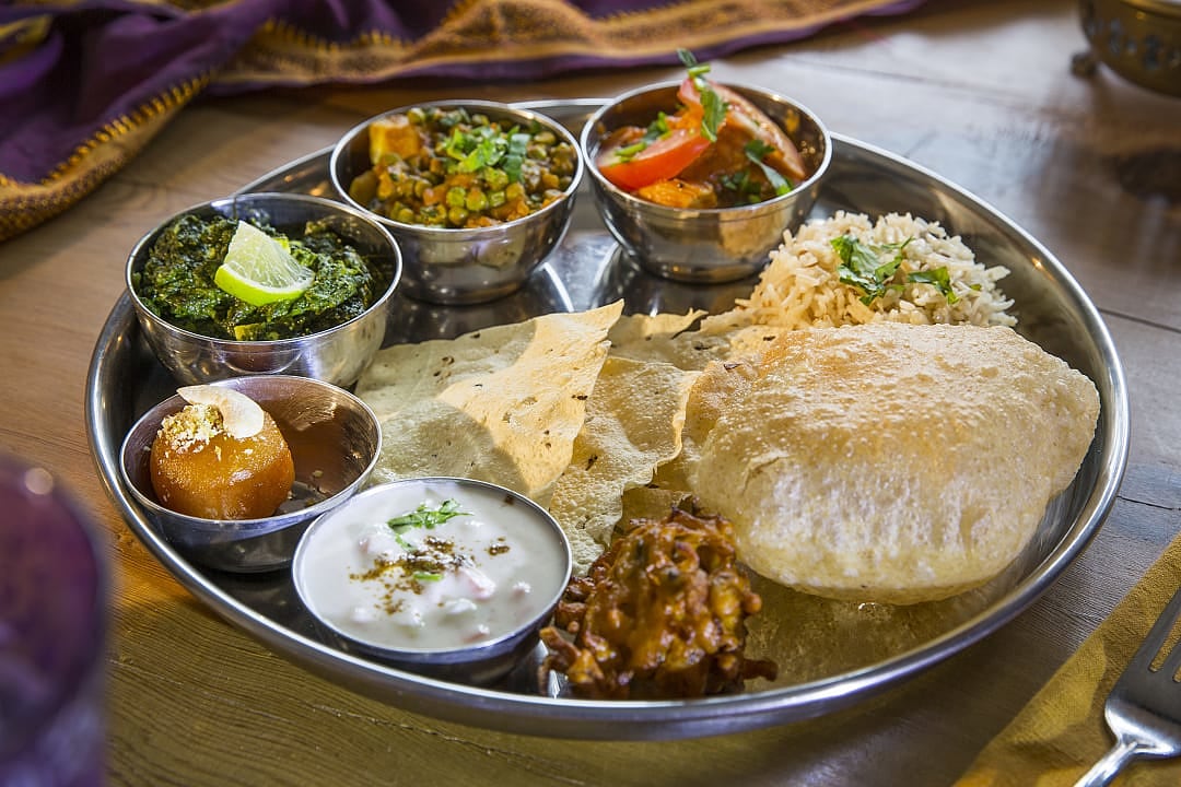 Vegetarian thali meals in Tamil Nadu.