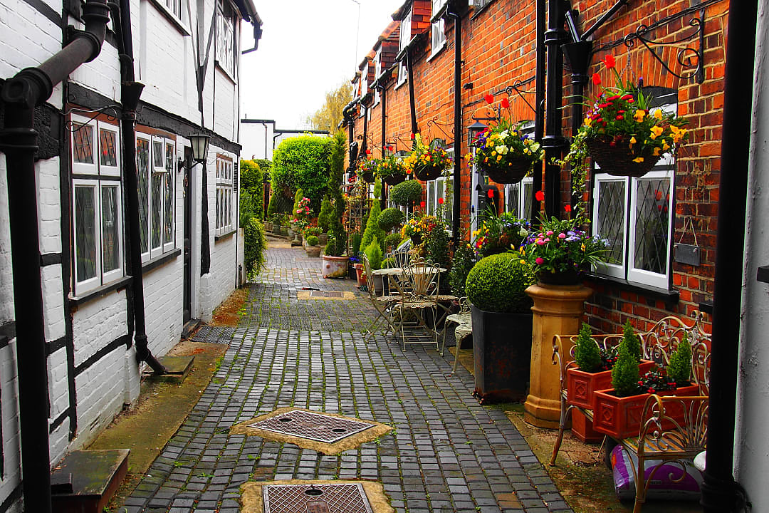 Cobbled stone street in Valencia, Spain