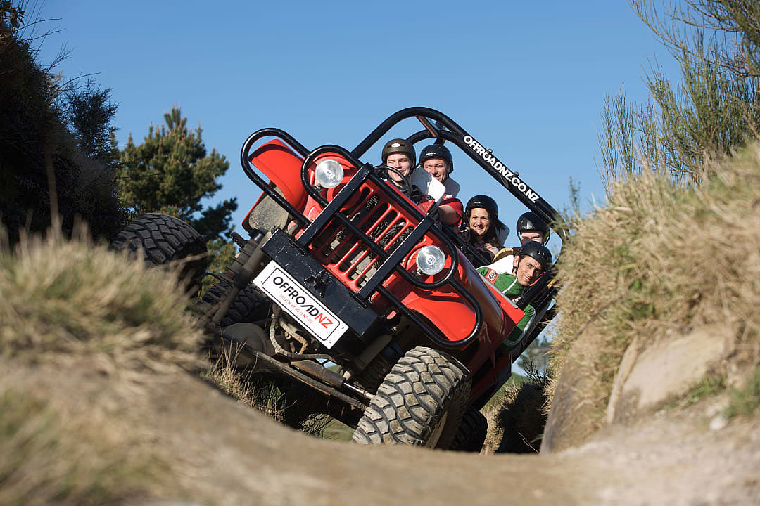 Family off roading in Rotorua, New Zealand.