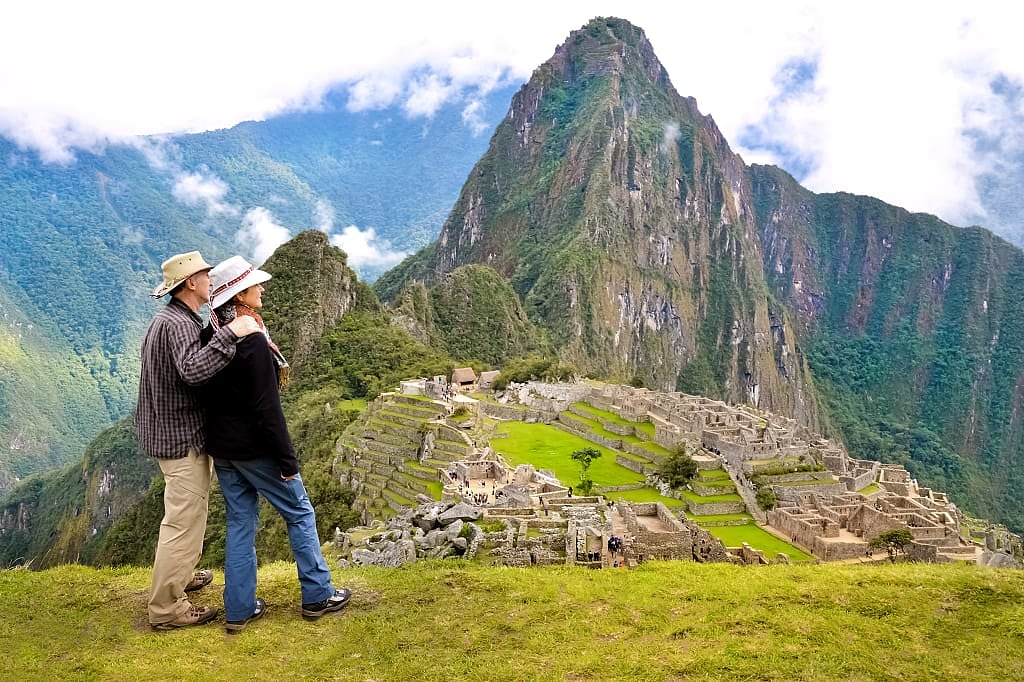 Senior couple at Machu Picchu in Peru