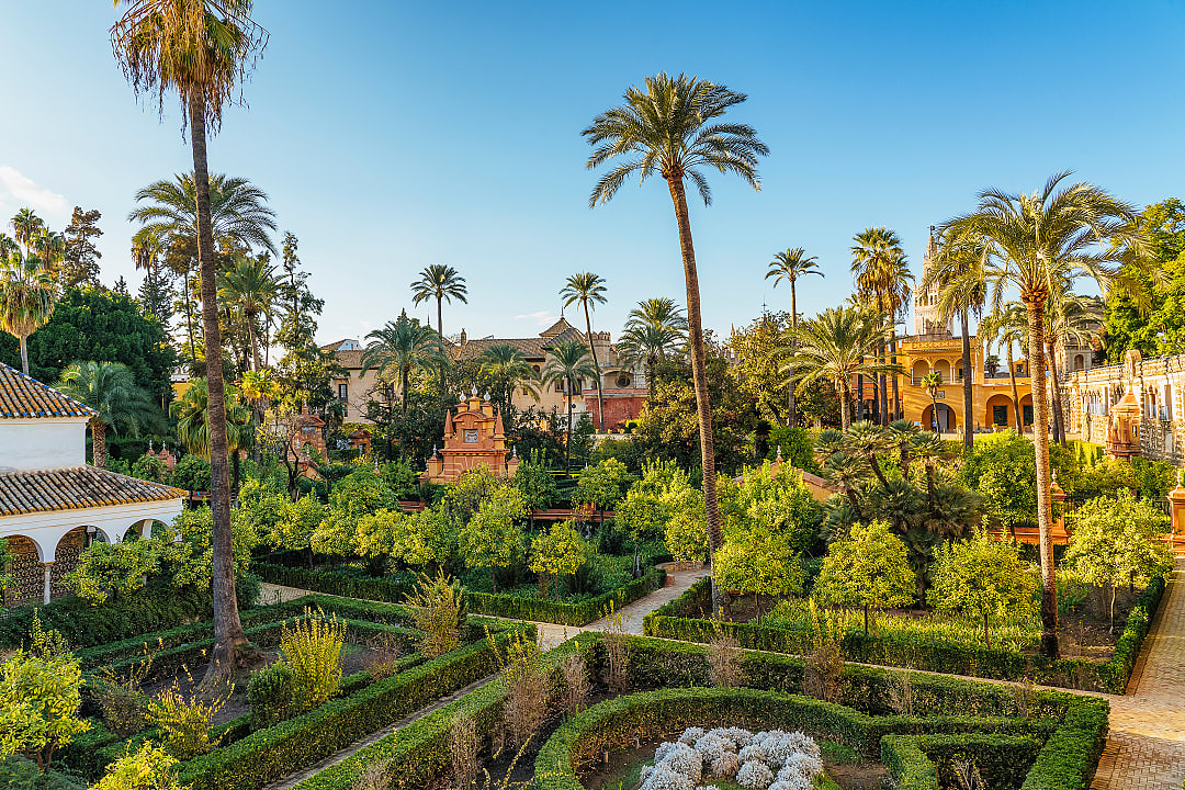 Gardens of the Real Alcazar in Seville, Spain