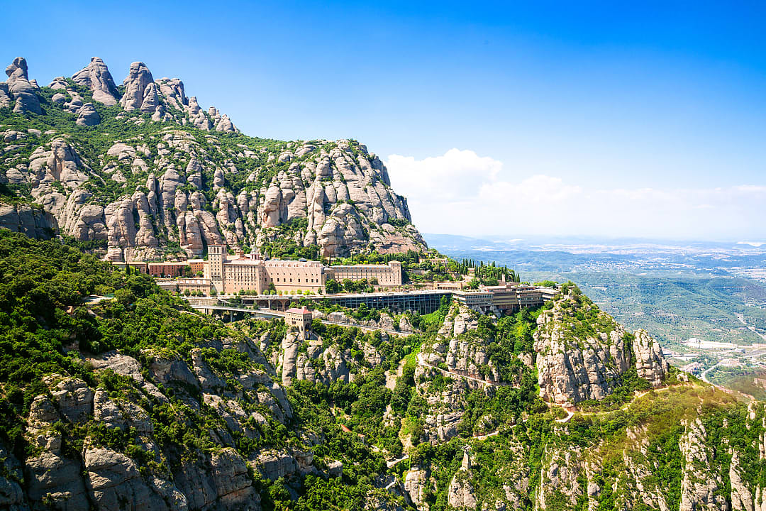 View of Abbey of Montserrat in Barcelona, Spain