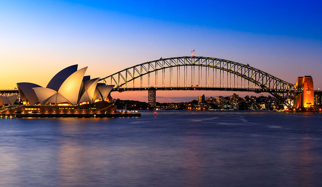 Opera House and Harbor Bridge in Sydney Australia