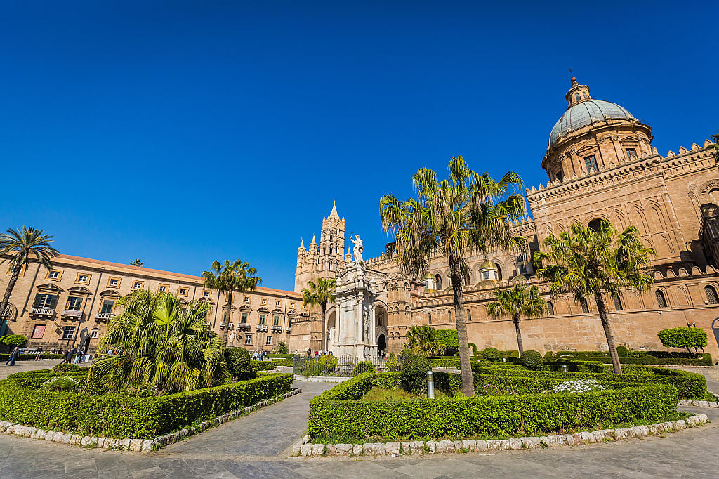 Norrman Palace with a clear blue sky in Palermo, Sicily