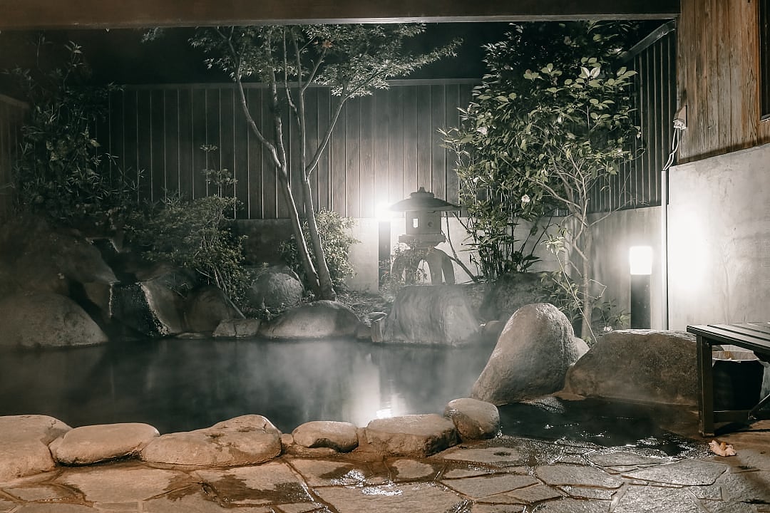 Private onsen in a Japanese Airbnb.