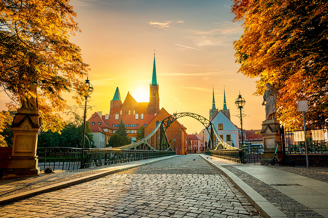Tumski Bridge n Wrocław, Poland