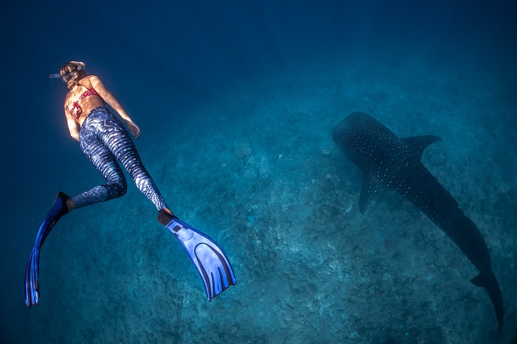 Woman snorkeling in the Maldives