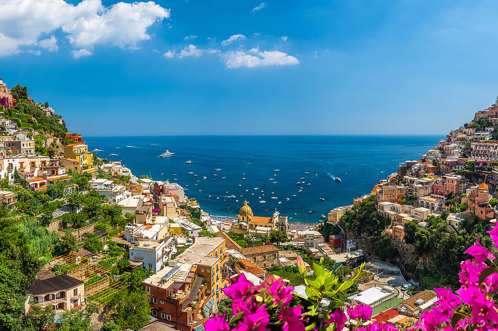 View from the hillside in Positano