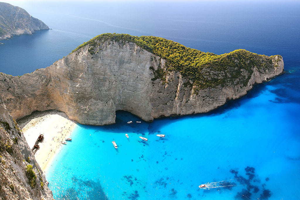 Navagio beach in Zakyntho, Greece