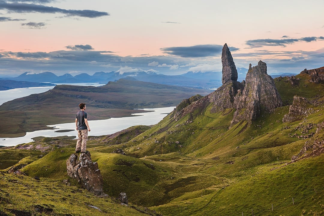 Hiker at the Isle of Skye in Scotland