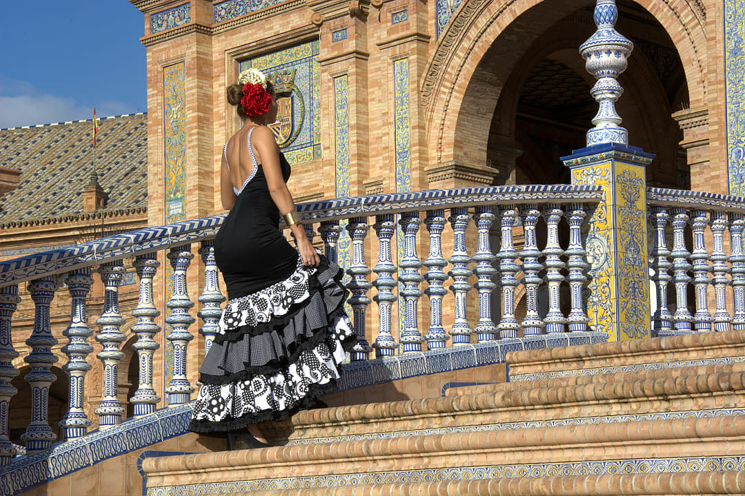 Flamenco dancer at the Plaza de España in Seville