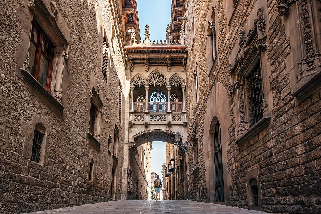 The Gothic Quarter in Barcelona, Spain.