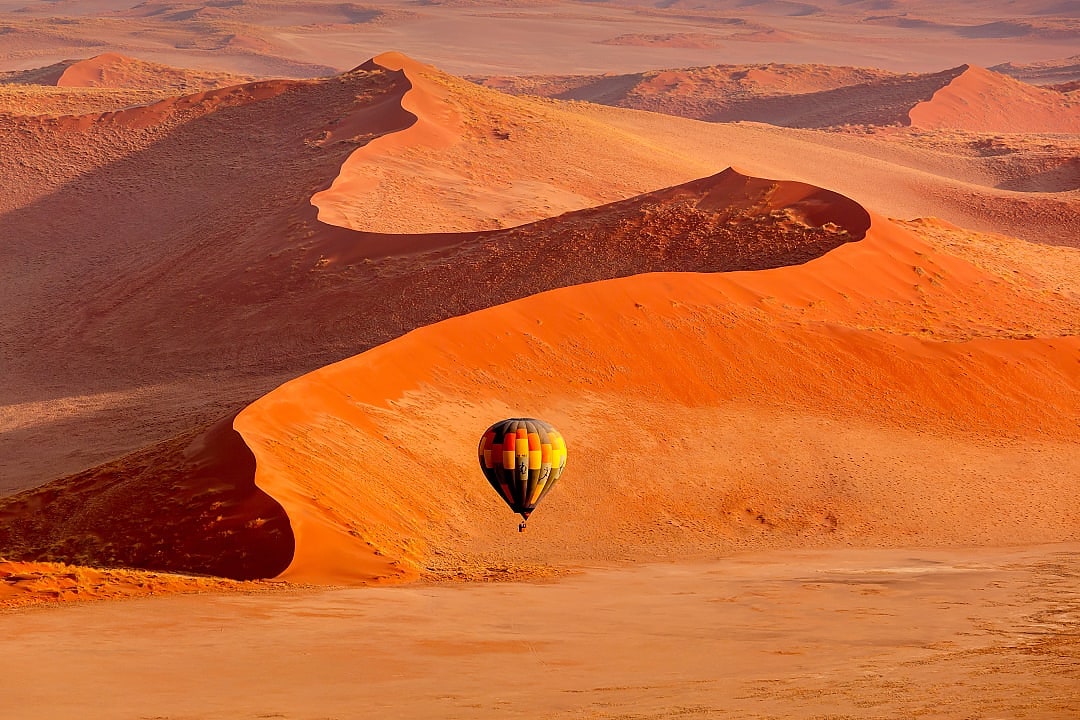 Hot air balloon over Sossusvlei in Namibia