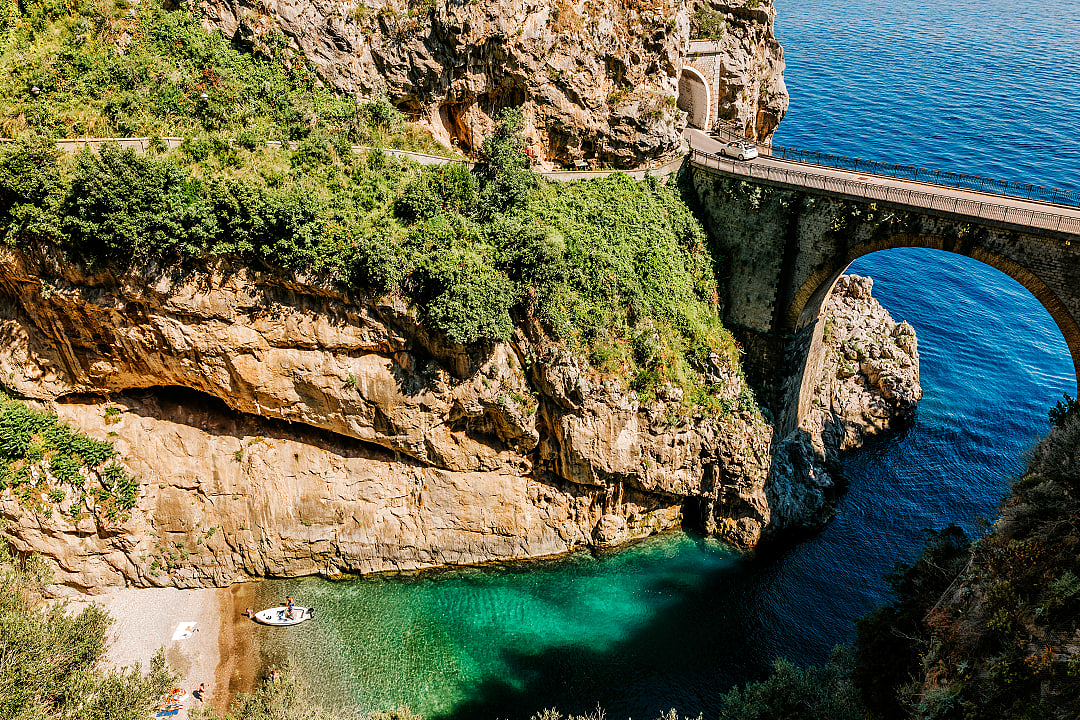 Hidden beach at Fiordo di Furore on Italy's Amalfi Coast