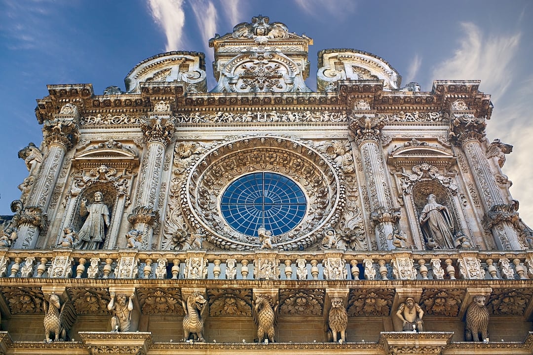 Facade of Basilica di Santa Croce in Lecce, Italy