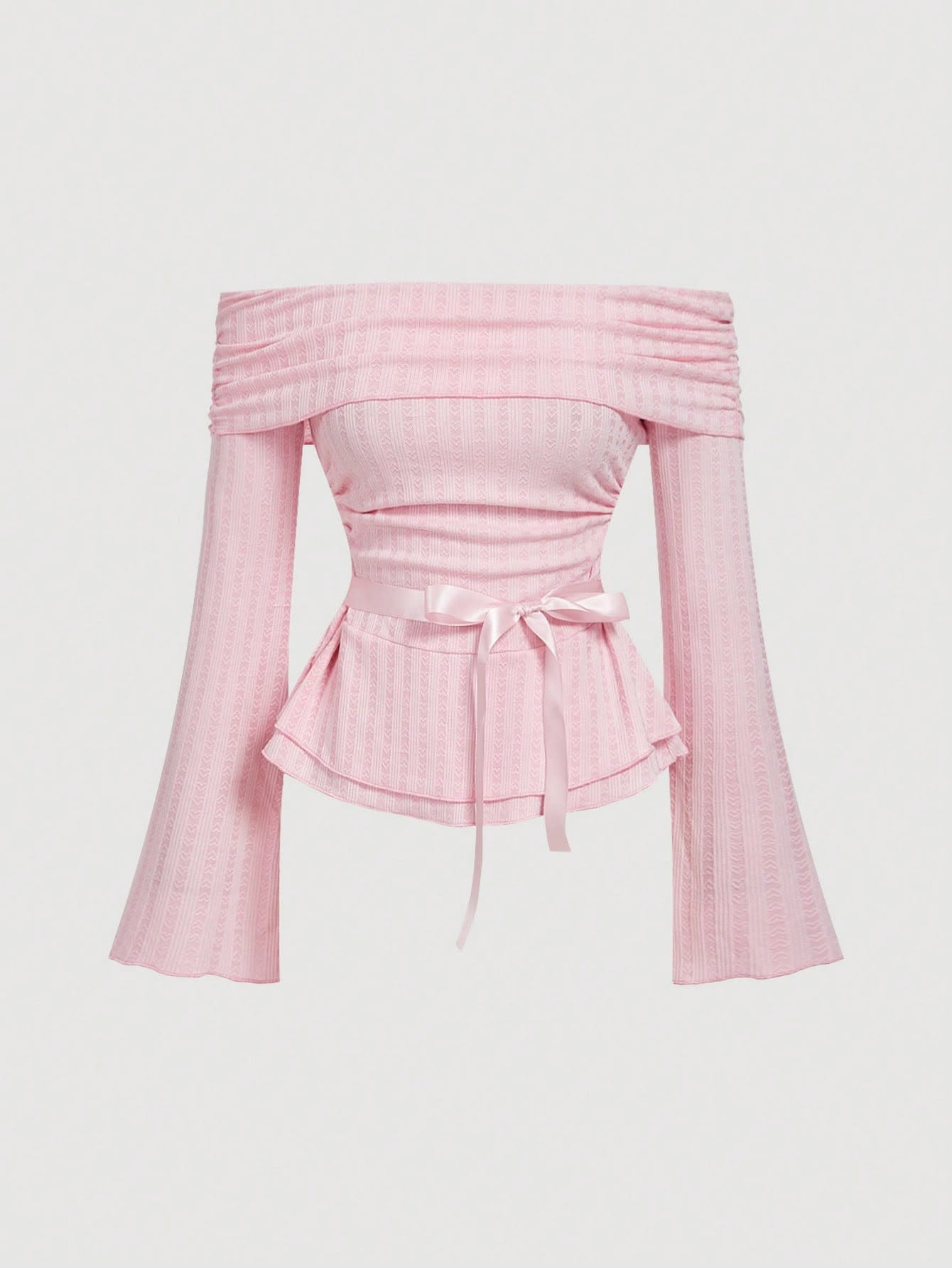 Blush Pink Ribbed Peplum Top